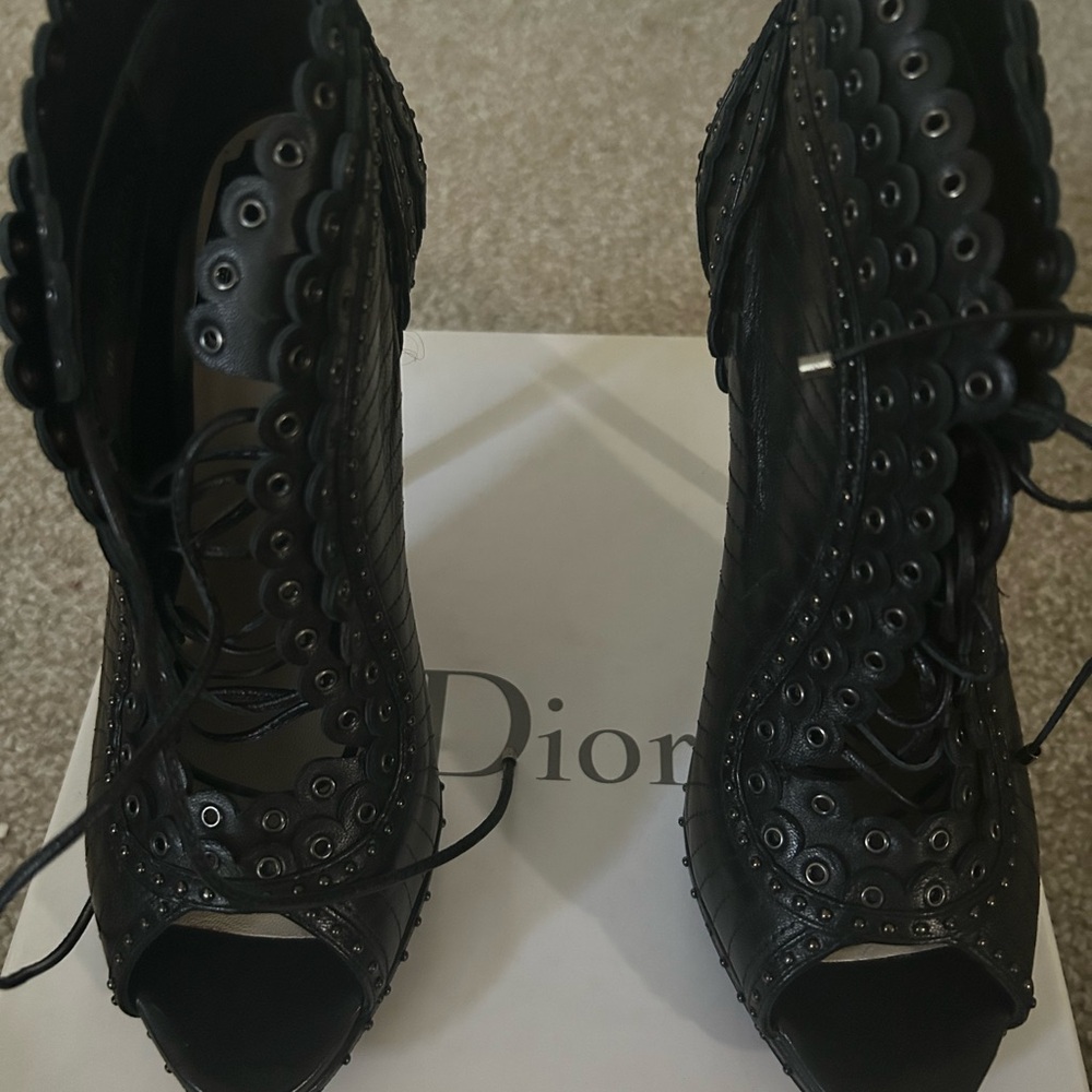 Dior Black Studded Heeled Boots - Picture 4 of 11